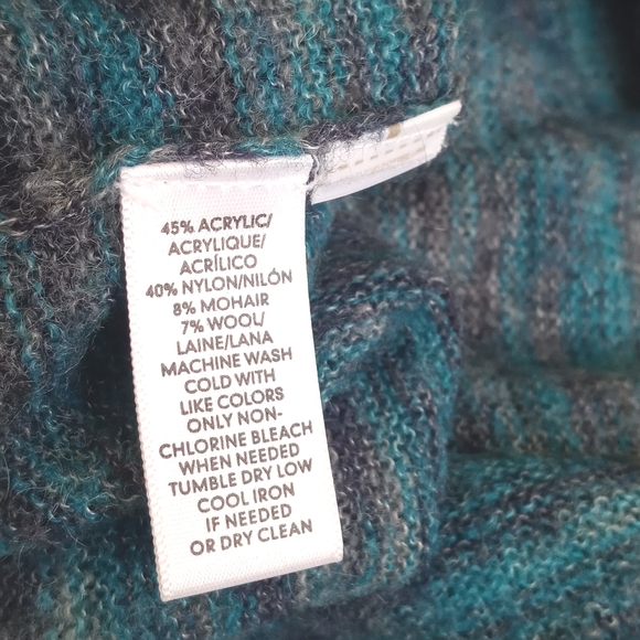 LOFT Women's Sky Blue Speckled Nylon Wool Mohair Blend Long Sleeve Sweater XL - Picture 5 of 7